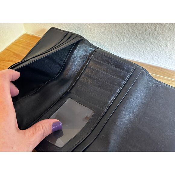 COACH KRISTEN BLACK Signature Op Art Design Long Wallet EUC - Picture 7 of 9